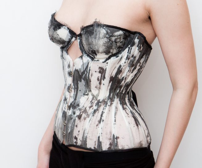 Ink cupped bobbinet corset by Karolina Laskowska.