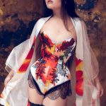 Tokeiso Overbust Kimono Silk Corset by Karolina Laskowska. Modelled by Twig, photography by InaGlo Photography