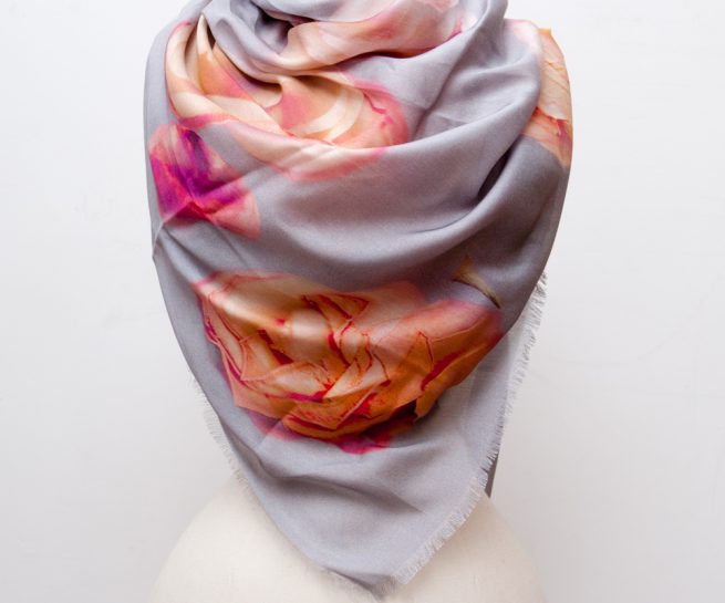 Scattered Roses Silk Scarf by Karolina Laskowska