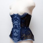 Wedgewood Blue Silk & Bobbinet Tulle Quarter Cup Custom Corset by Karolina Laskowska